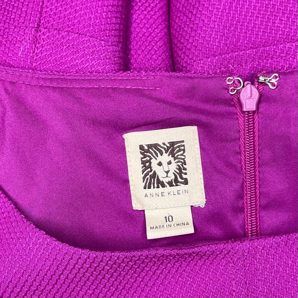 Anne Klein Purple Cap Sleeve Fit & Flare Dress with Belt 10 Medium - Picture 8 of 9
